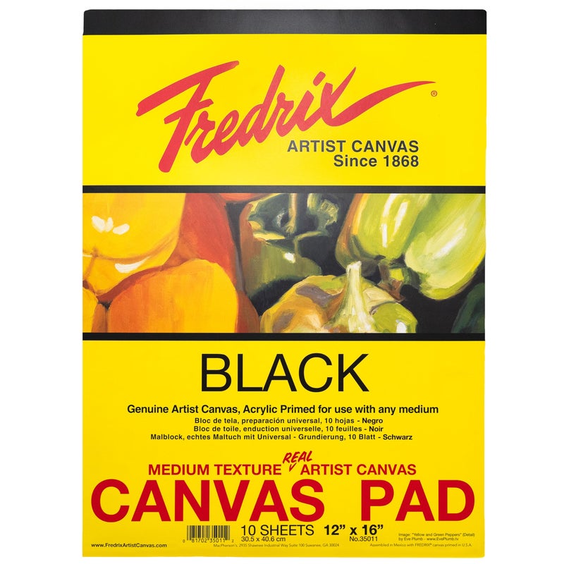 FREDRIX Creative Series Black Canvas Pad, 12" x 16" - Image 1